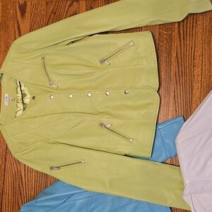 Cache Leather Jacket Mint Green Size 10